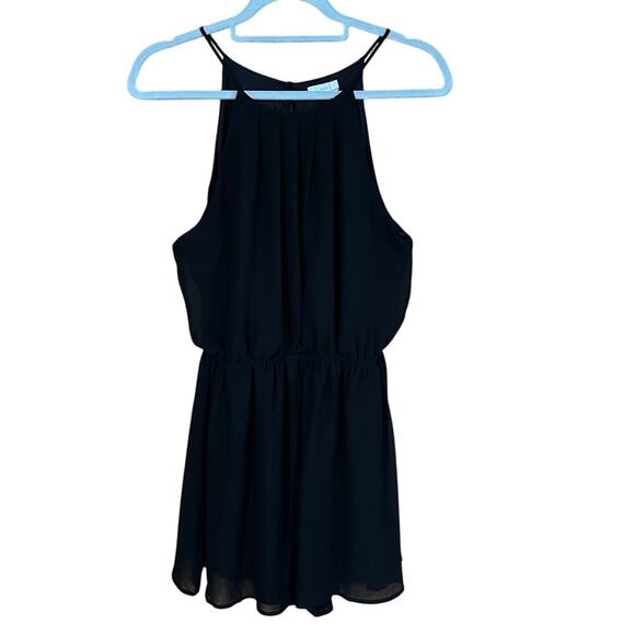 Lush Women's Sleeveless Spaghetti Strap Black Romper Sz L - Picture 1 of 5